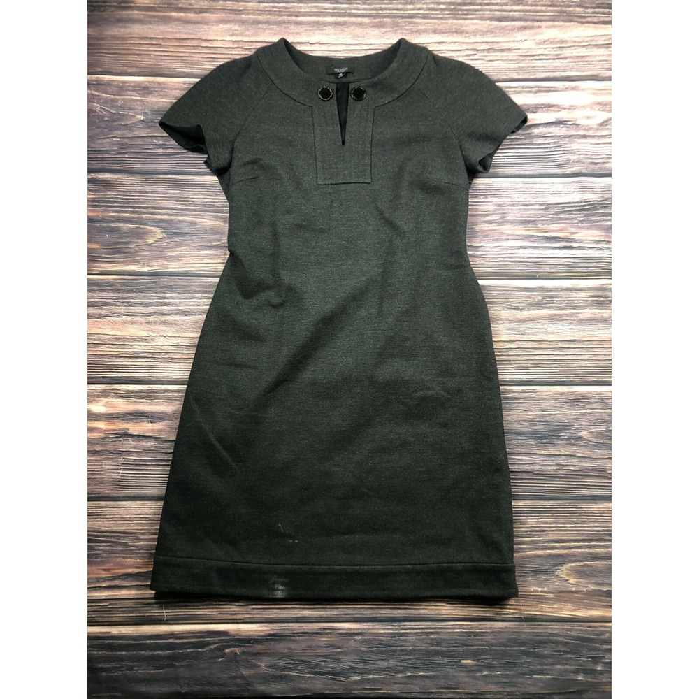 Tahari Womens‎ Size 4P Petite Black Gray Short Sleeve Mini Dress Preowned